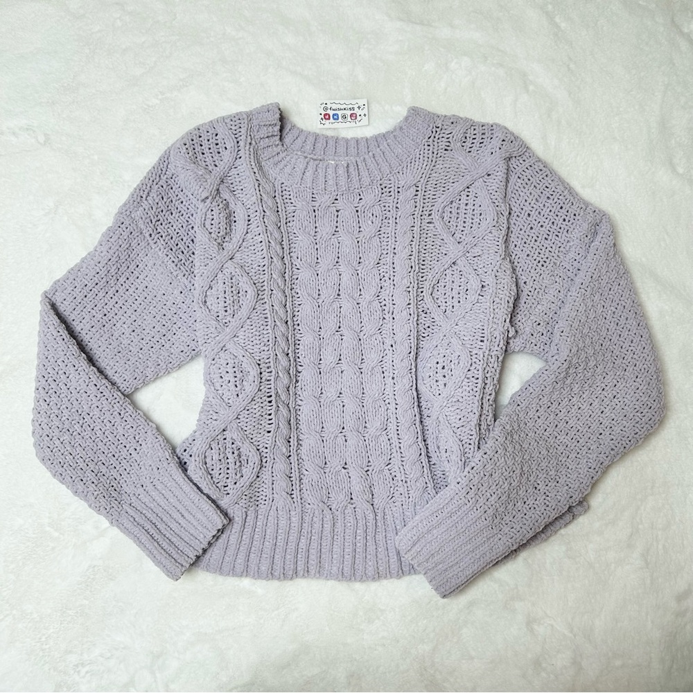 aerie Light Purple Cable Knit Sweater